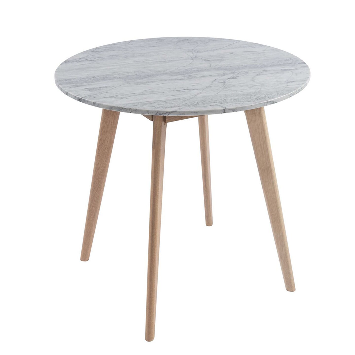 Avella 31&#x22; Round Italian Carrara White Marble Dining Table with Legs