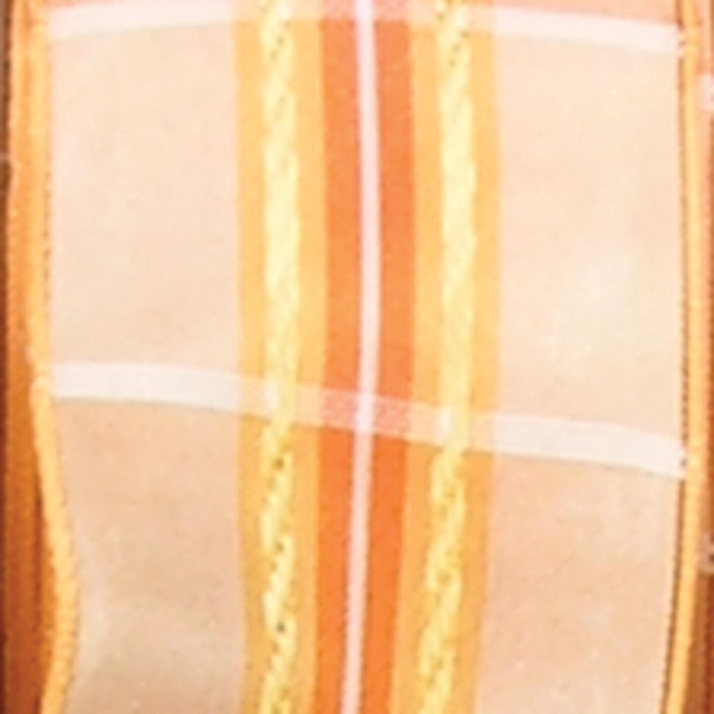 The Ribbon People Orange and White Plaid Wired Craft Ribbon 1.5&#x22; x 27 Yards