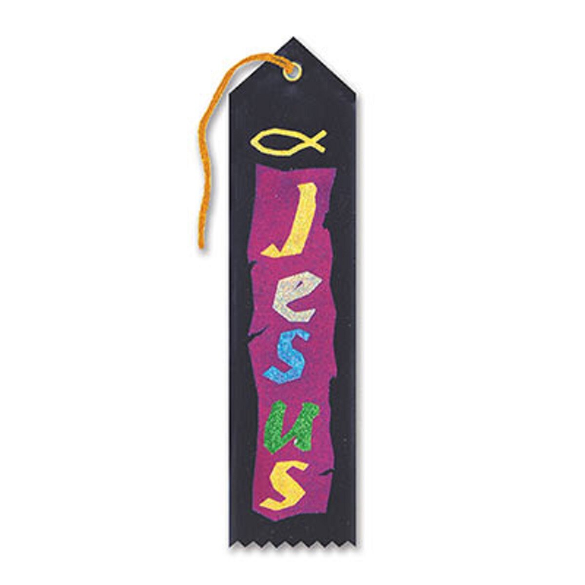 Beistle Pack of 6 Black &#x22;Jesus Award&#x22; Decorative Award Ribbon Bookmarks 8&#x22;