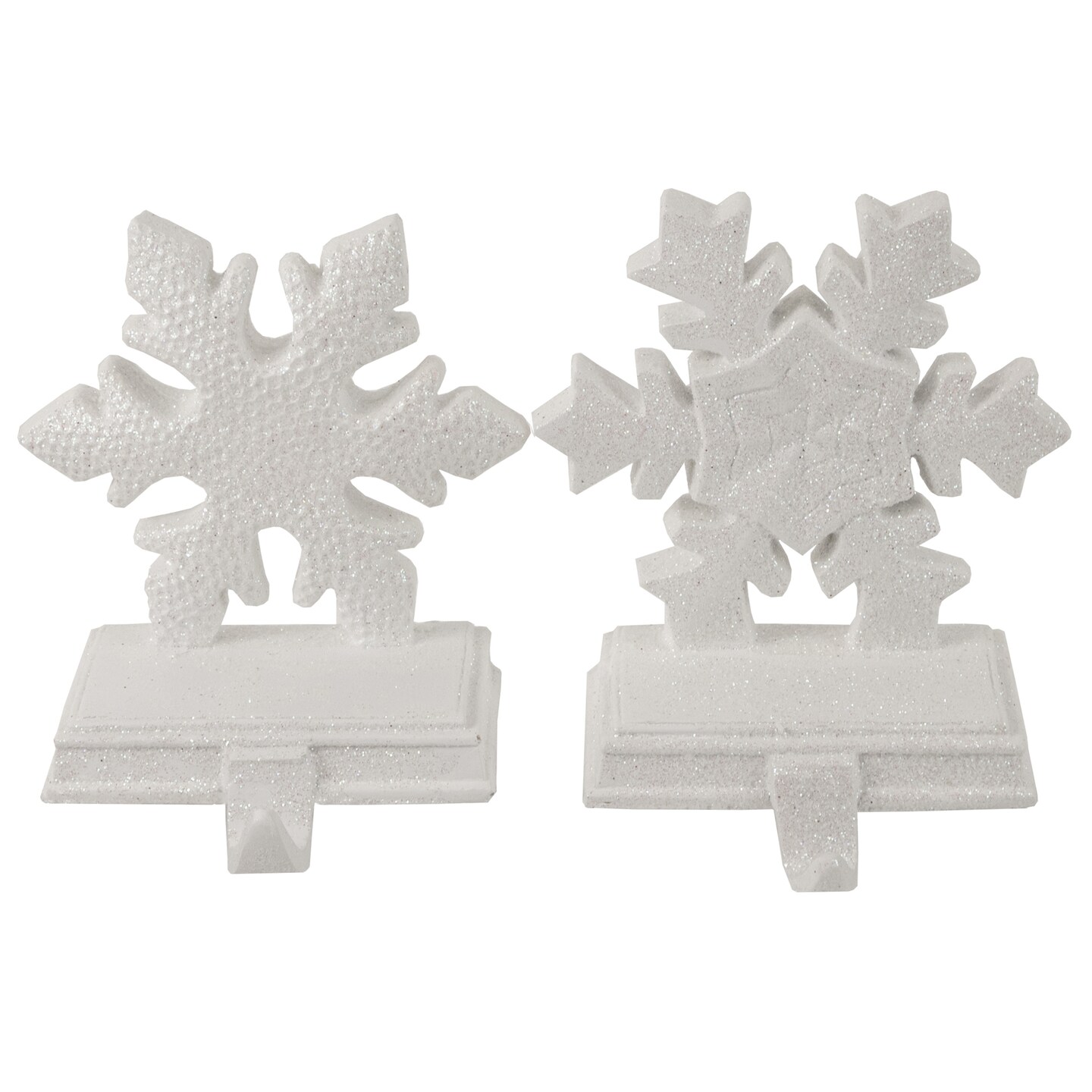 Northlight Glittered Snowflake Christmas Stocking Holder - 6.5&#x201D; - White - Set of 2