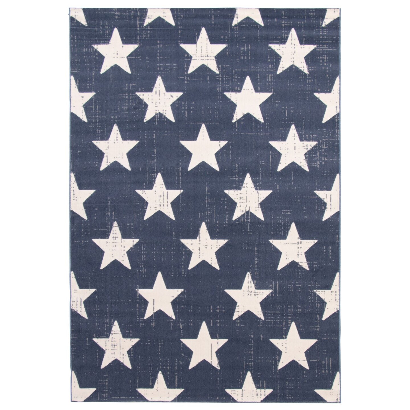 Chaudhary Living 5.25&#x27; x 7.5&#x27; Americana Stars Rectangular Area Throw Rug - Blue and White