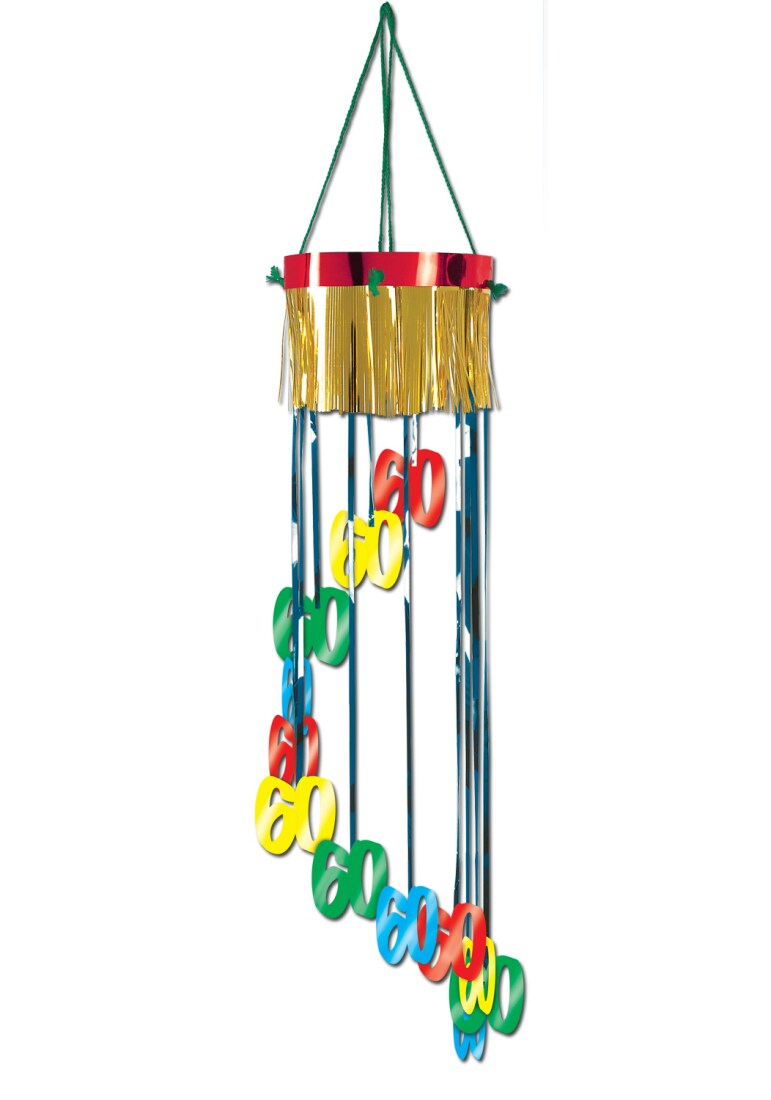 Beistle Pack of 12 Shimmering Metallic “60th” Birthday Spiral Hanging Party Decorations 40"
