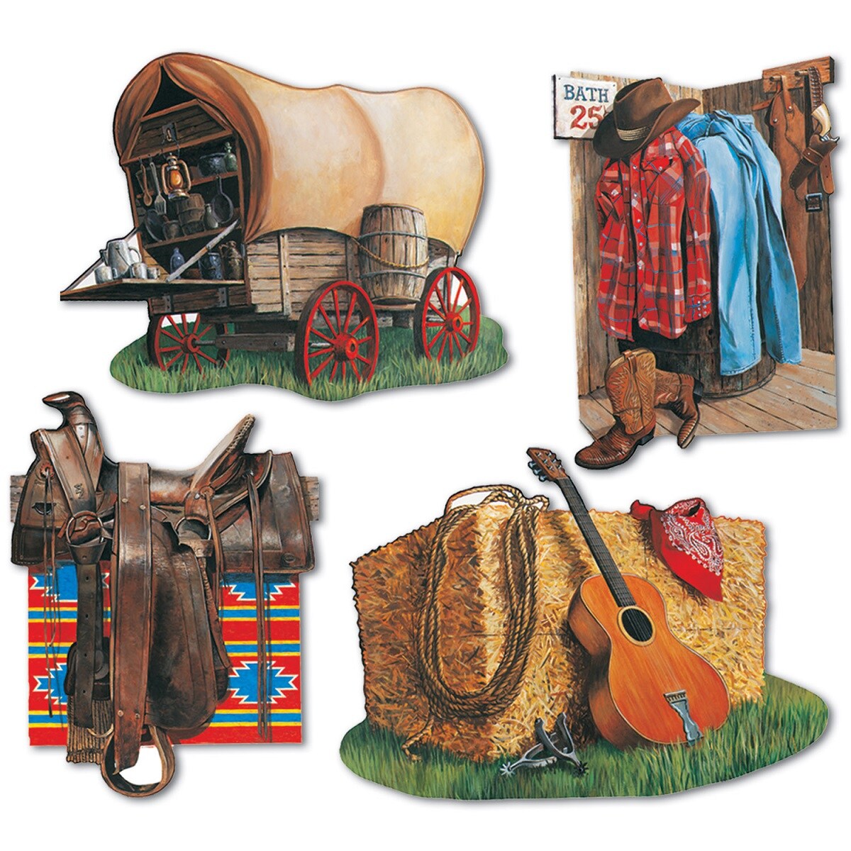 Party Central Club Pack of 48 Brown Country Western Cowboy Cutout Party Decorations 16"