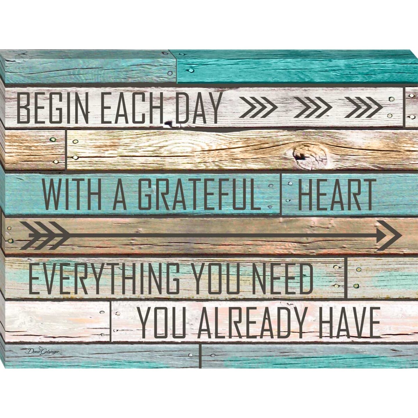 Glow Decor Blue and Brown Grateful Heart Rectangular Wall Art Decor 10&#x22; x 14&#x22;