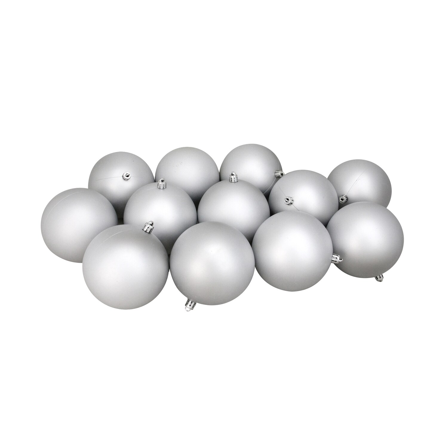 Northlight 12ct Silver Splendor Shatterproof Matte Christmas Ball Ornaments 4&#x22; (100mm)