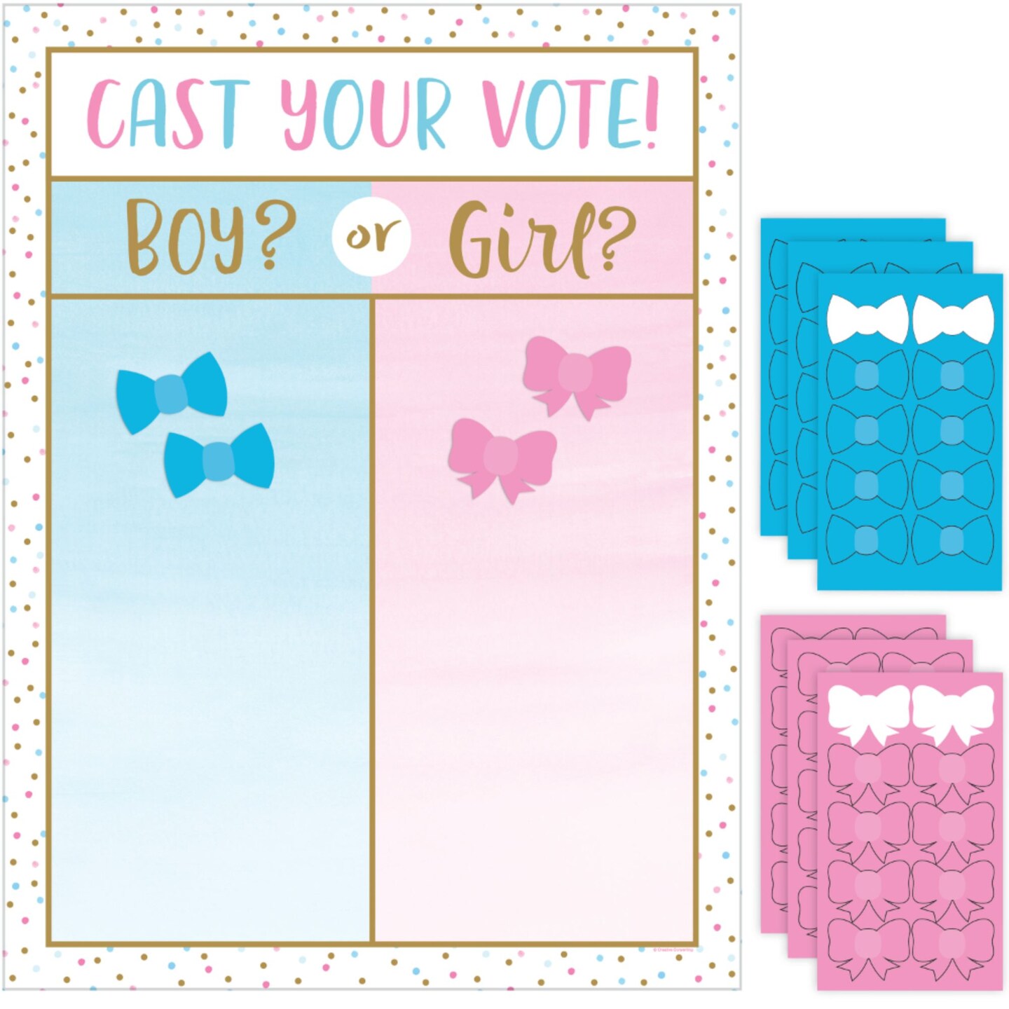 Party Central Pack of 6 Pink and Blue Gender Reveal Cast Vote Party Game 24&#x22;