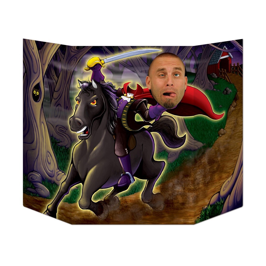 Party Central Pack of 6 Gray and Purple Riding Headless Horseman Halloween Photo Props 37&#x22;