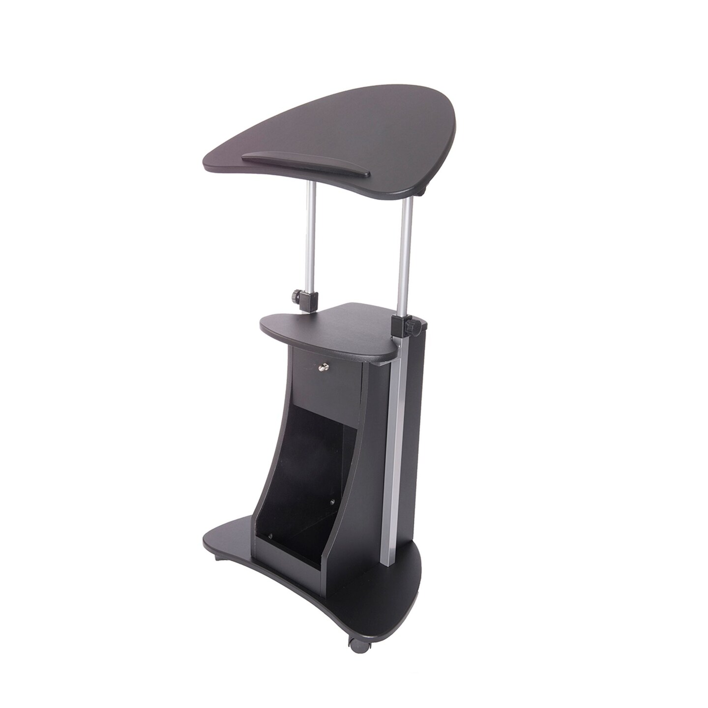 Techni Office Solutions 45.5&#x22; Black Durable Rolling Adjustable Laptop Cart