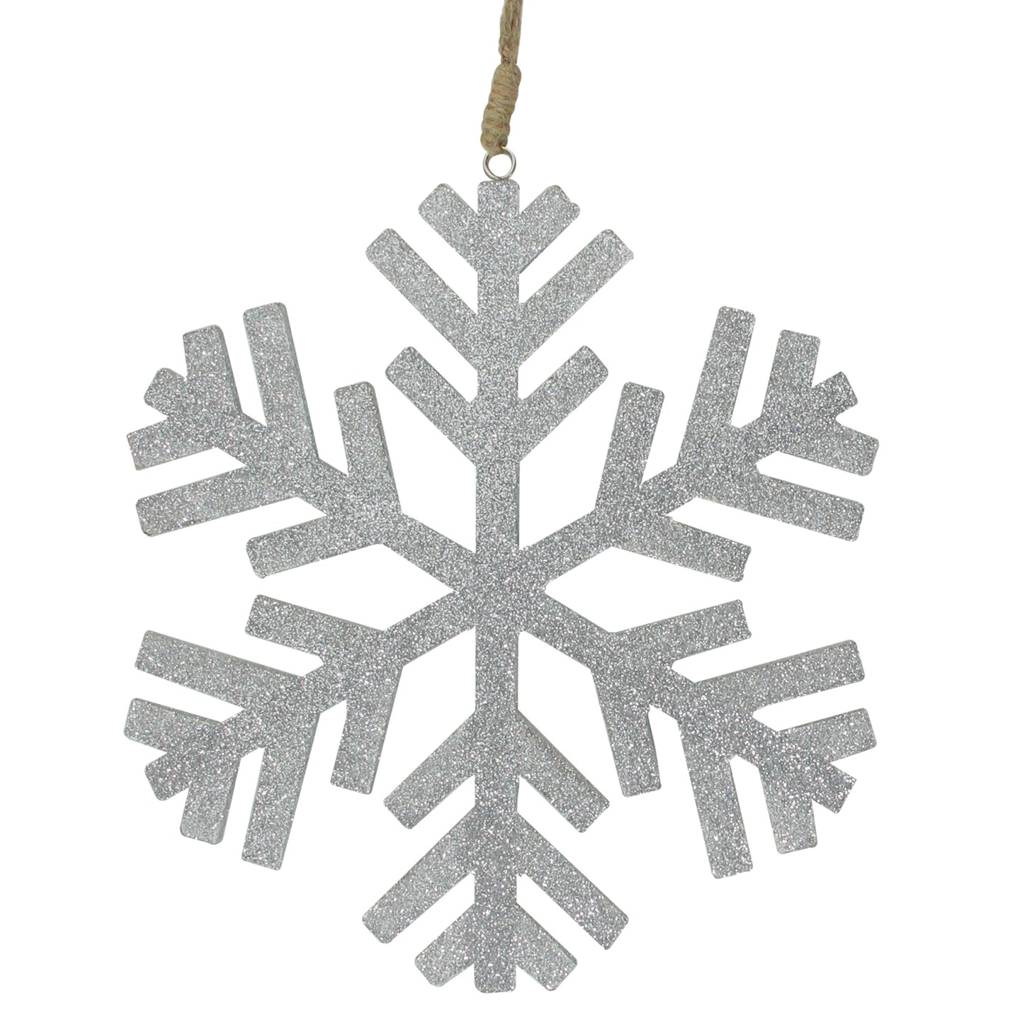 Northlight Glitter Drenched Wooden Snowflake Christmas Ornament - 8.75&#x22; - Silver Tone