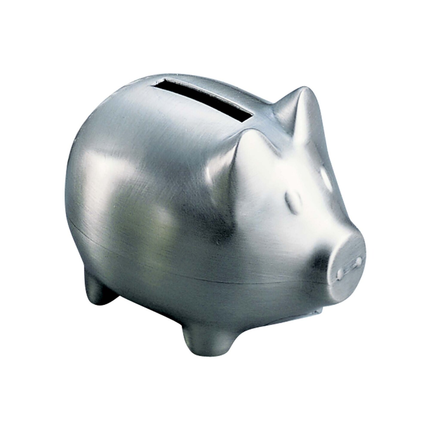 Contemporary Home Living 3" X 4" Metallic Gray Brushed Nickel Piggy Coin Bank
