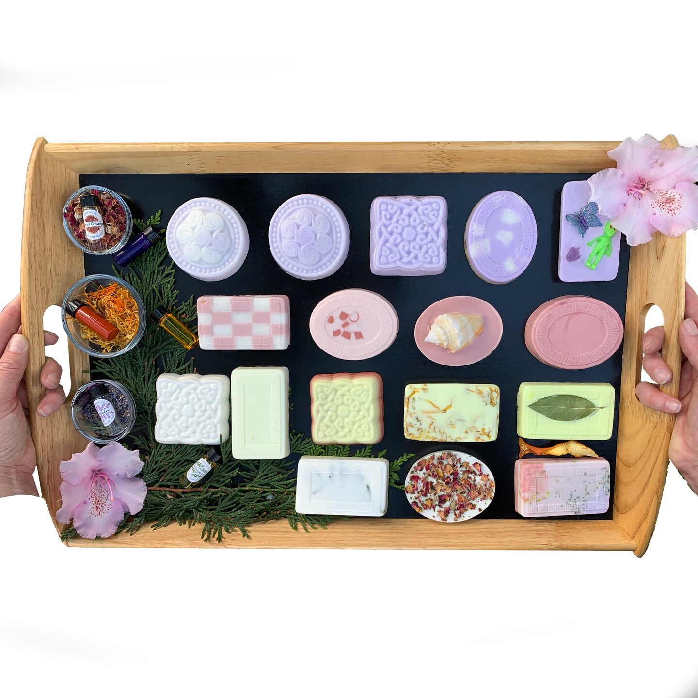 Soap Making DIY Kit - Luxurious Cocoa Butter Bars with dried flowers and soap dyes