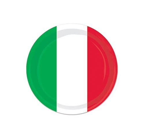 Party Central Club Pack of 96 Red and Green Disposable Fiesta Plastic Party Banquet Dessert Plates 7&#x22;