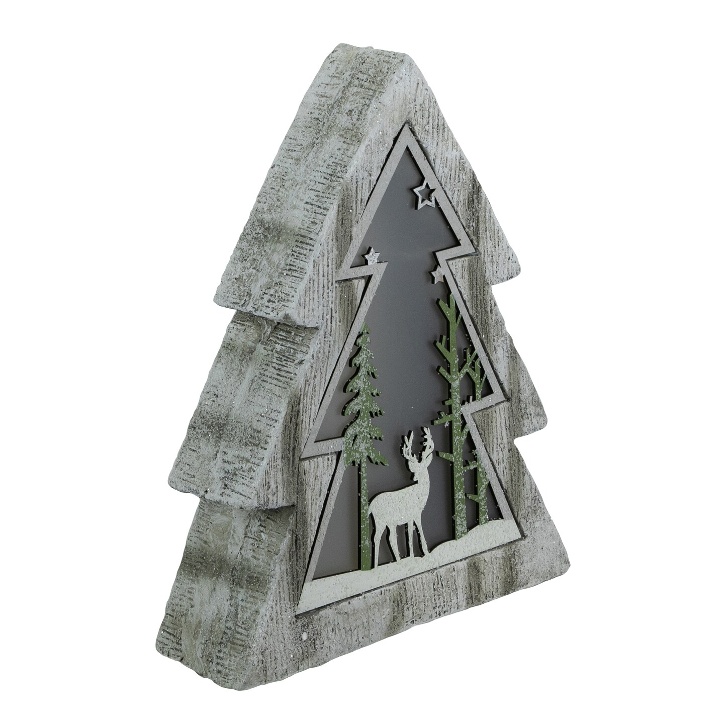 Northlight LED Lighted Tree with Reindeer in the Woods Scene Christmas Decoration - 13.5"