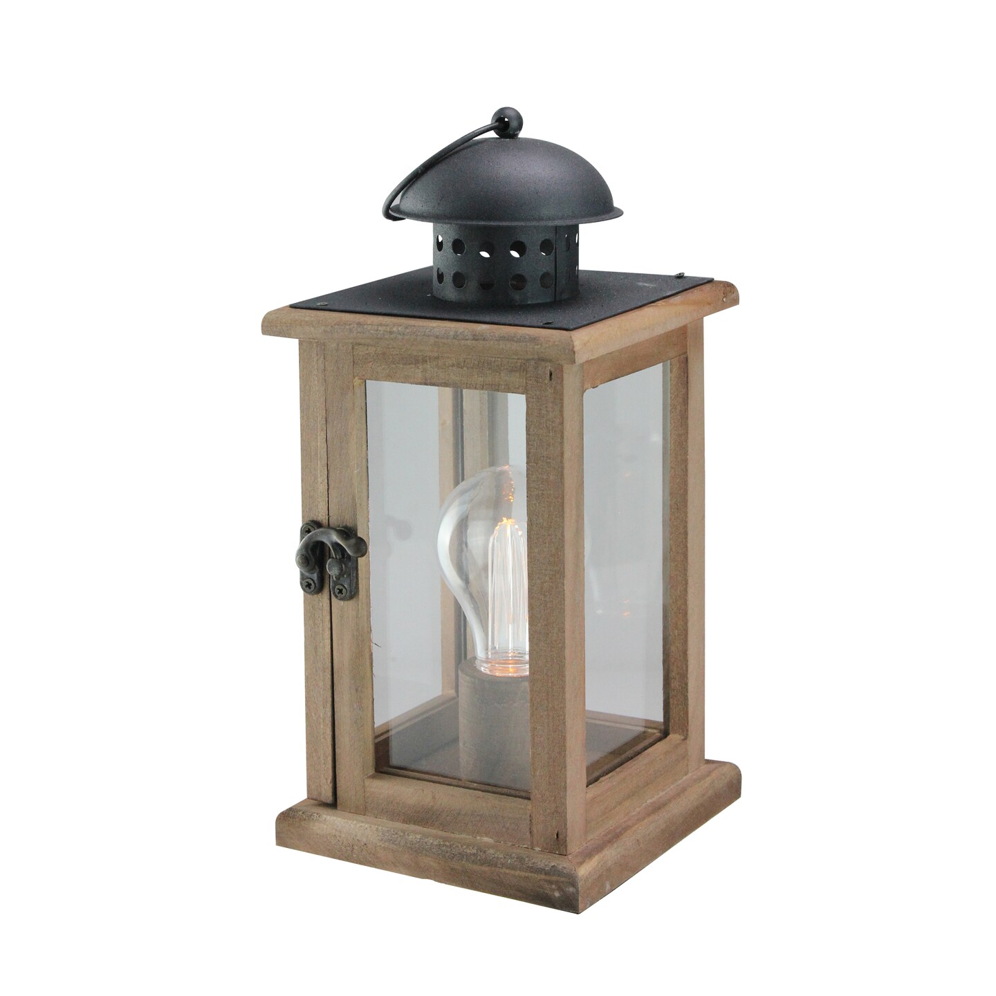 Gerson 10&#x22; Brown and Black LED Lighted Square Hanging Indoor Lantern
