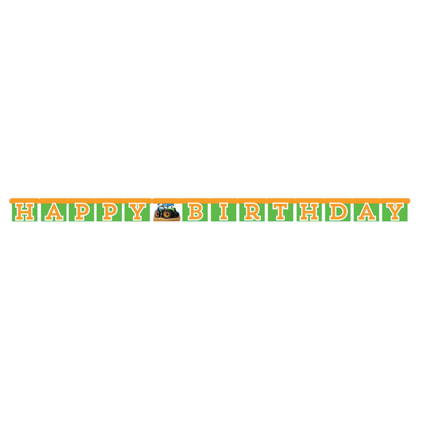 Party Central Club Pack of 12 Green and Orange Tractor &#x22;Happy Birthday&#x22; Jointed Banners 5.5&#x22;