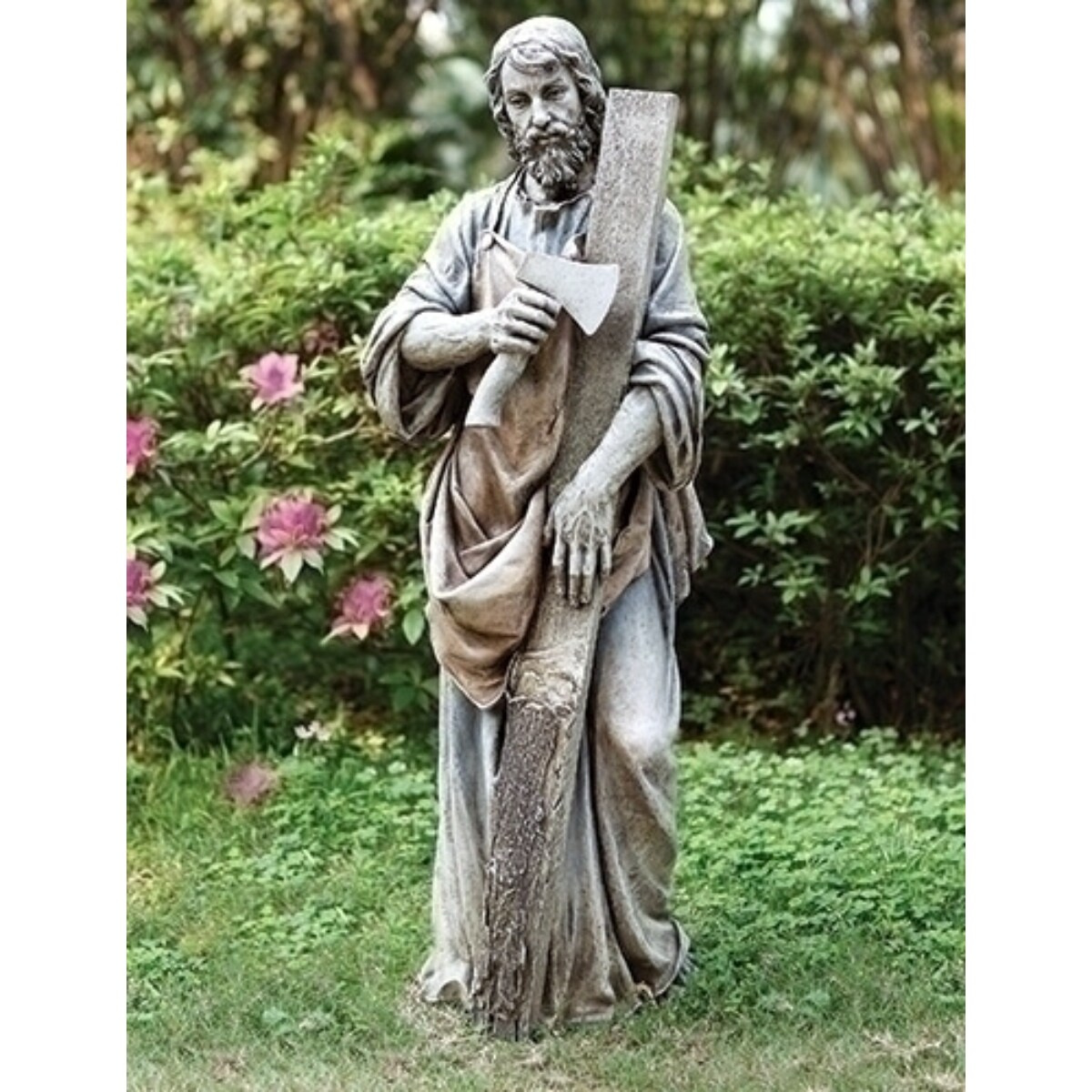 Roman Saint Joseph the Worker Outdoor Garden Statue - 35.75" - Gray