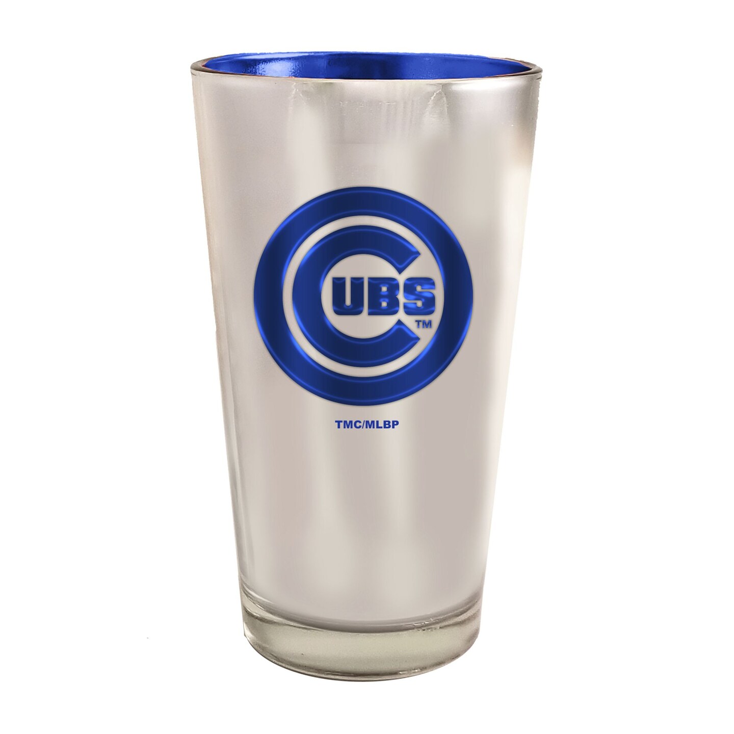 The Memory Company 5.75" Silver and Blue MLB Chicago Cubs Electroplated Pint Glass 16 oz.