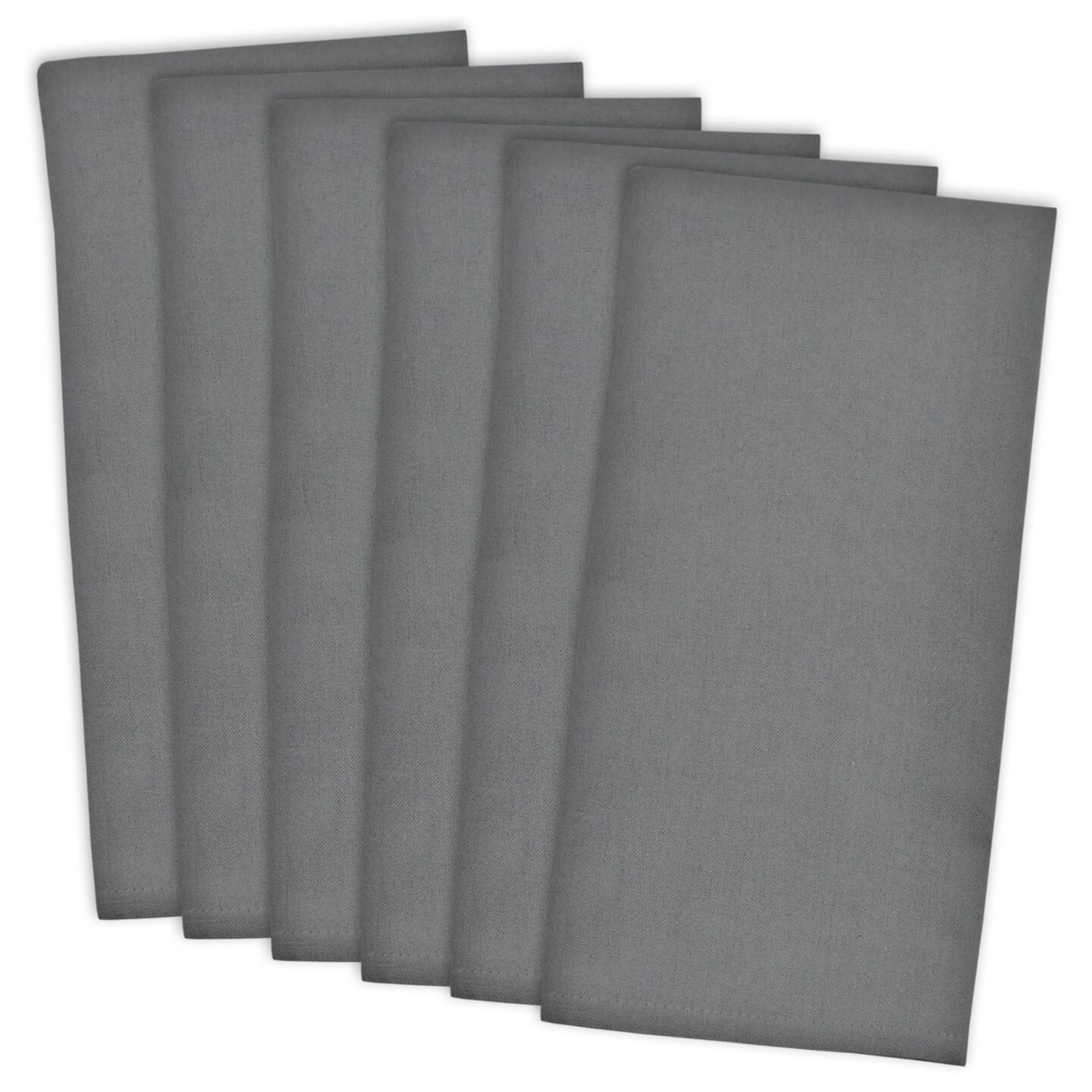 Contemporary Home Living Flat Woven Cotton Kitchen Dish Towels - 28&#x22; - Pewter - Set of 6