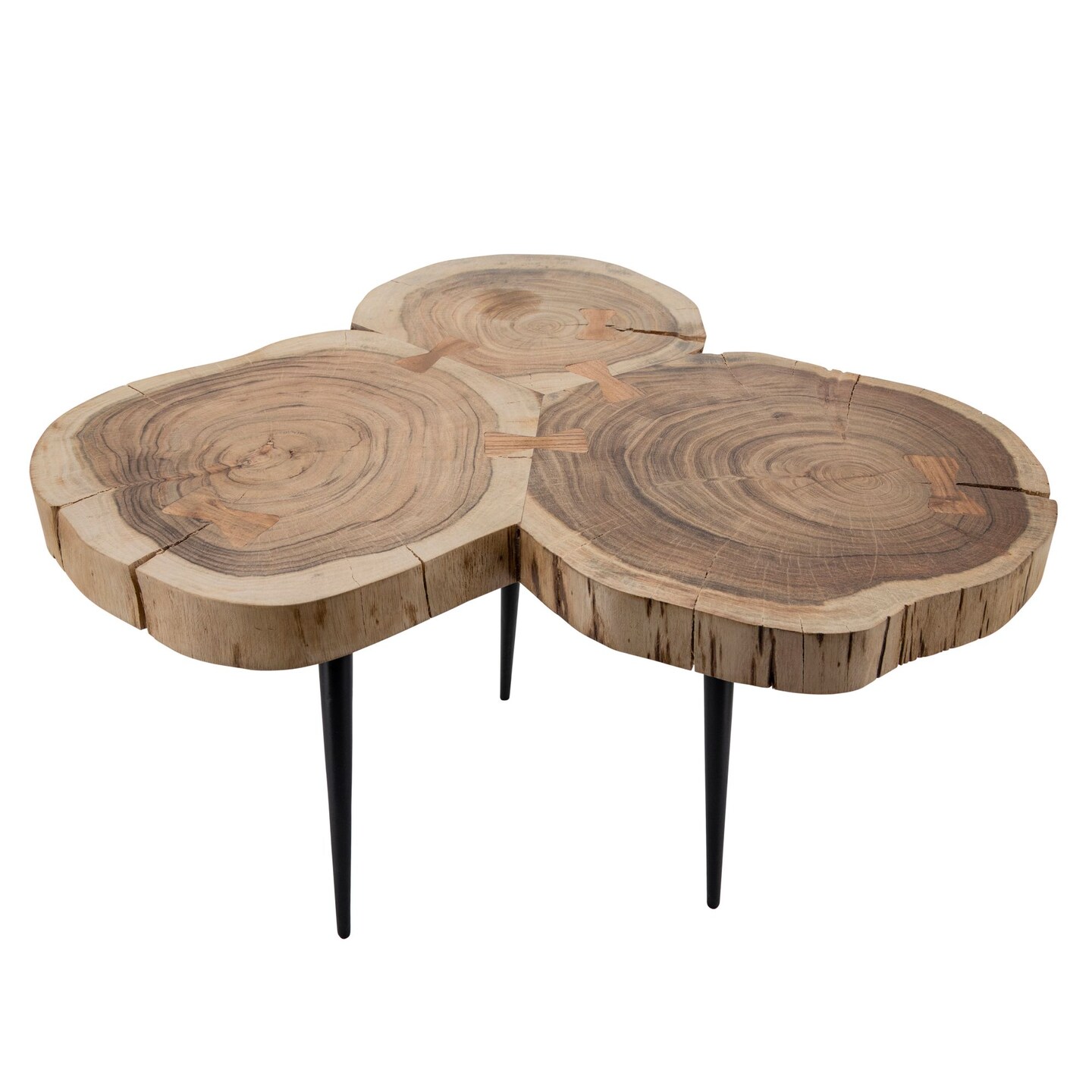 Kingston Living 25&#x22; Brown and Black 3-Legged Freestanding Side Table