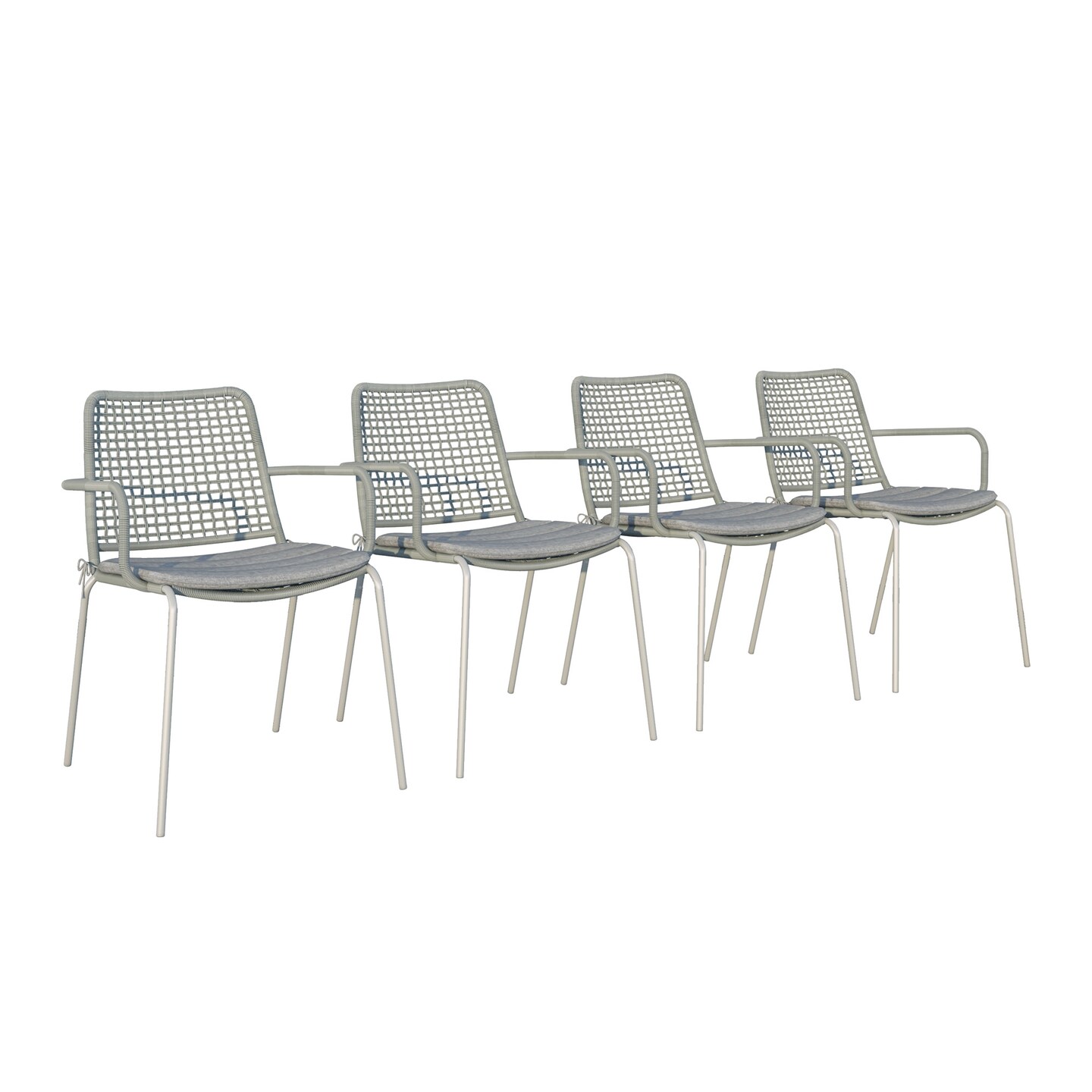 Outdoor Living and Style Set of 4 Gray and Silver Indoor and Outdoor Contemporary Chairs