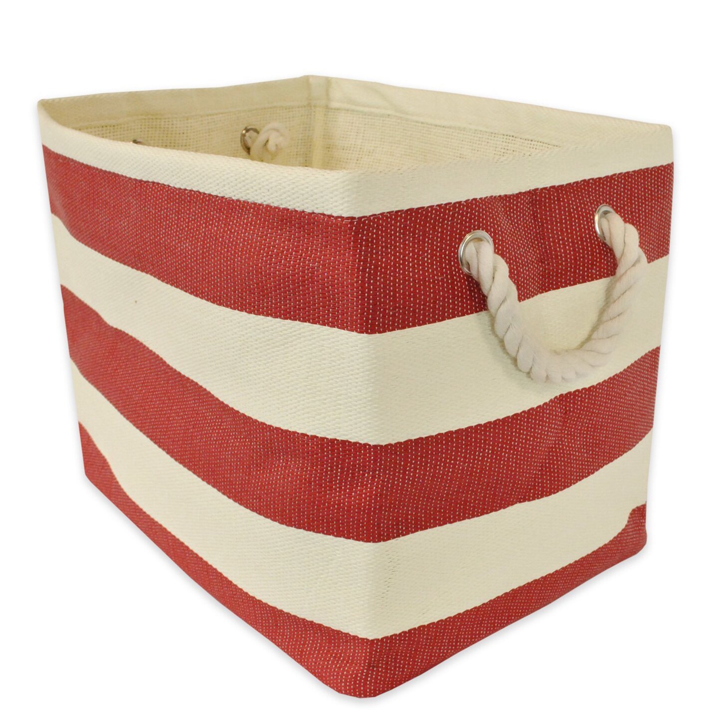 Contemporary Home Living 11&#x22; Red and Beige Small Rectangular Storage Bin