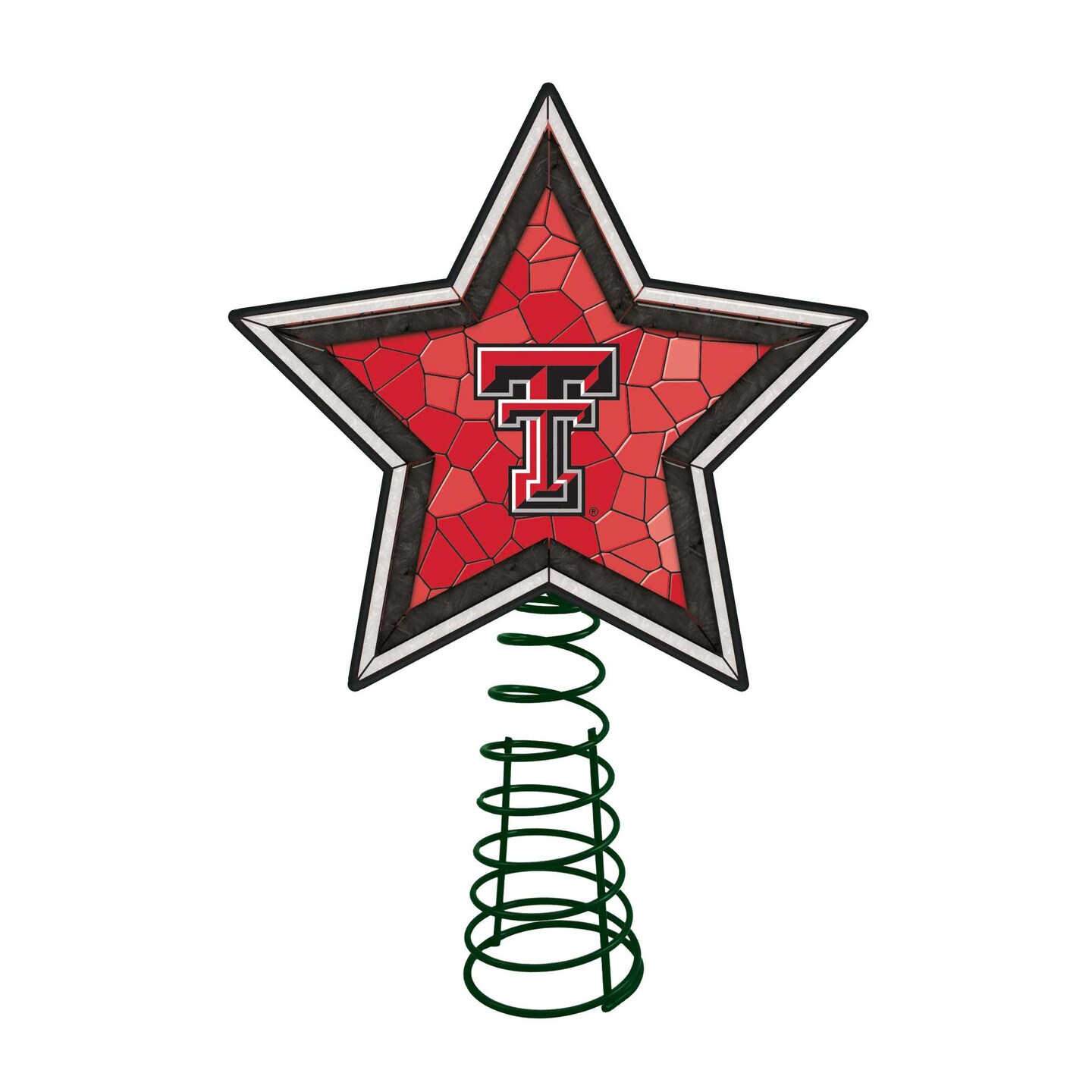 The Memory Company 10" Lighted Red and Black Star NCAA Texas Tech Red Raiders Christmas Tree Topper