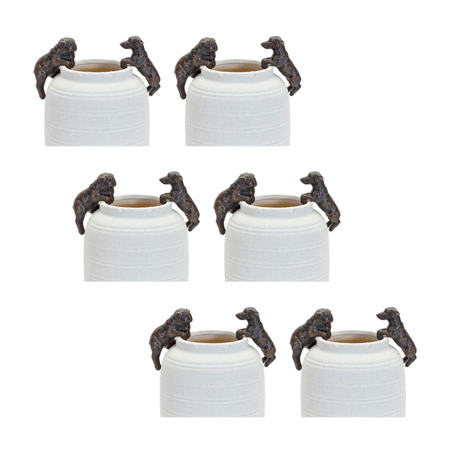 Melrose Set of 6 Brown Terrier and Wiener Dog Pot Hangers 3.5&#x22;
