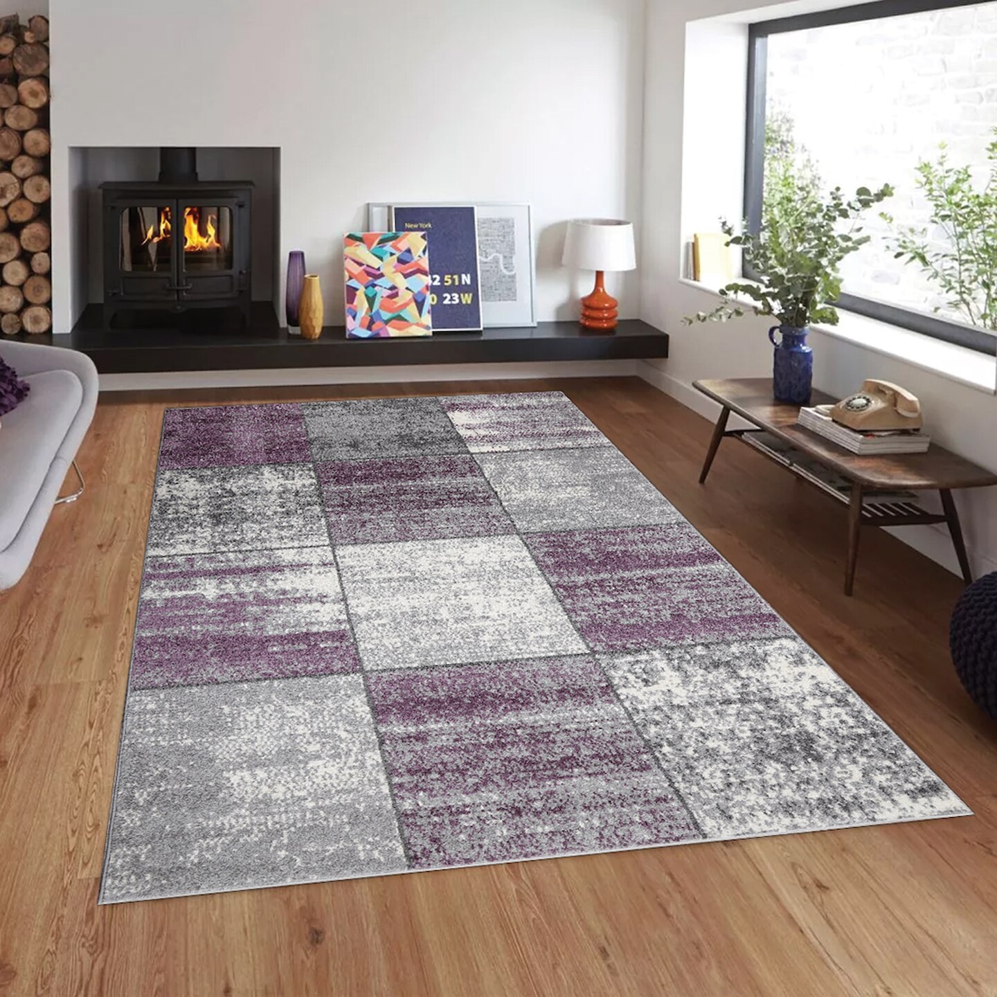L&#x27;baiet Bohemian, Eclectic Lyanna Purple Scatter Area Rug