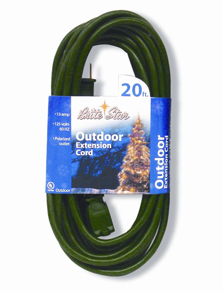 CC Christmas Decor 20&#x2019; Brite Star Indoor/Outdoor Polarized 9-Outlet 3-Prong Extension Cord &#x2013; Green Wire