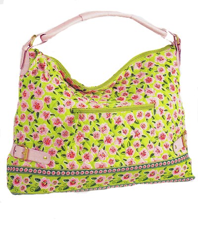 Ganz Maggi B French Country Rose Blossom Quilted Large Hobo Tote