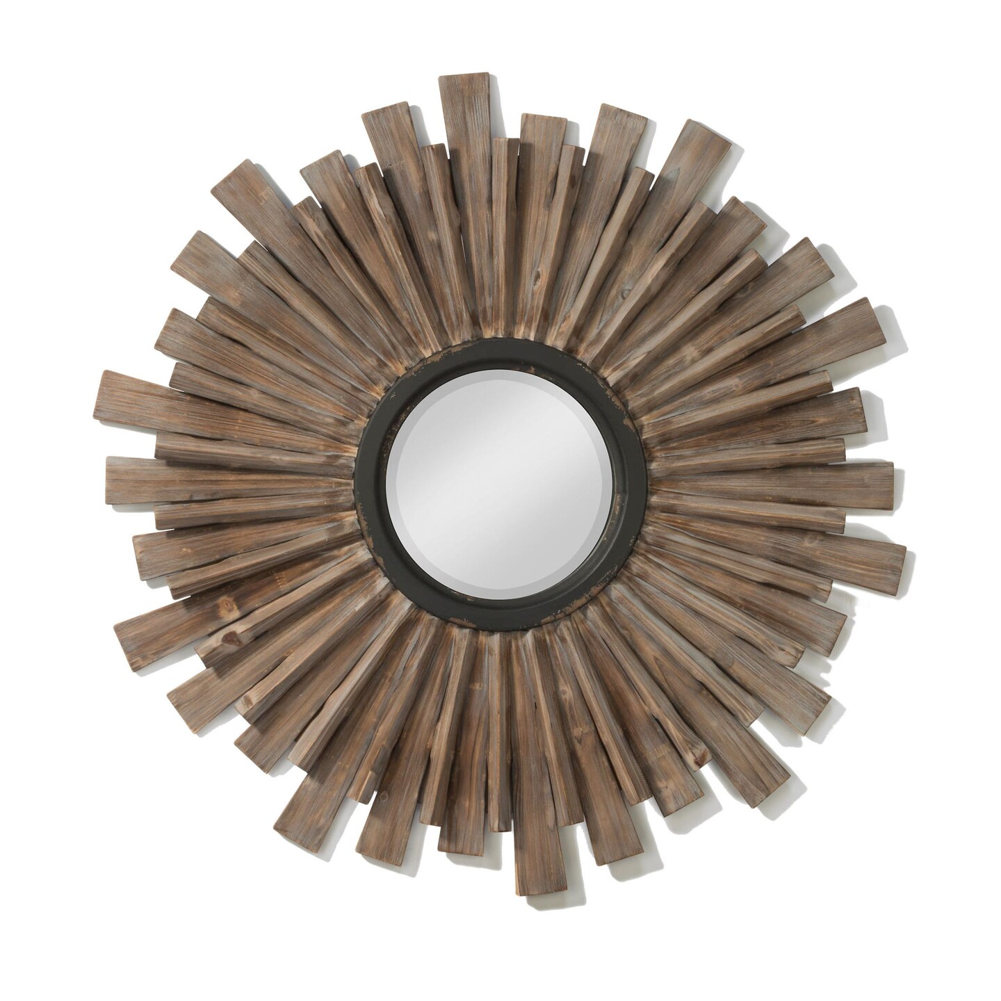 Tripar International 39.5&#x22; Brown Wooden Multi-Dimensional Starburst Wall Mirror