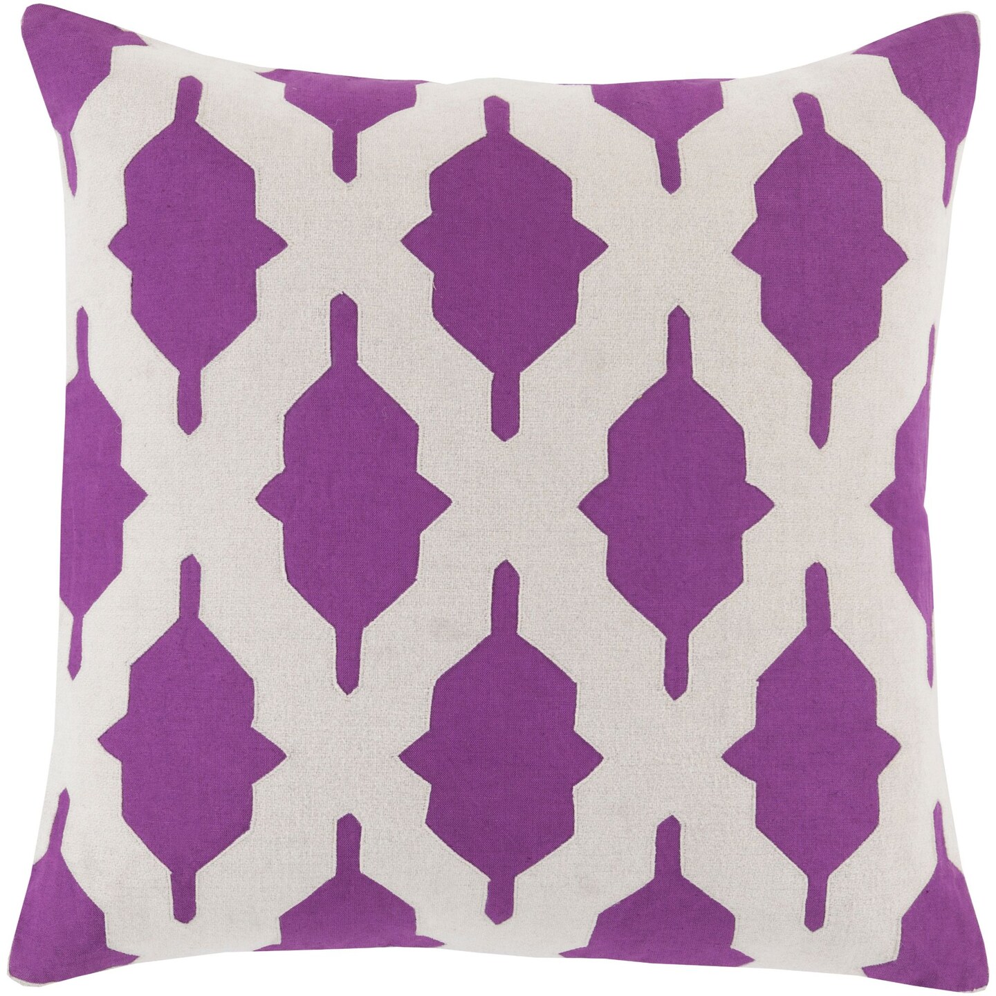 Tiwari Home 22&#x22; Purple and White Transitional Square Throw Pillow Cover