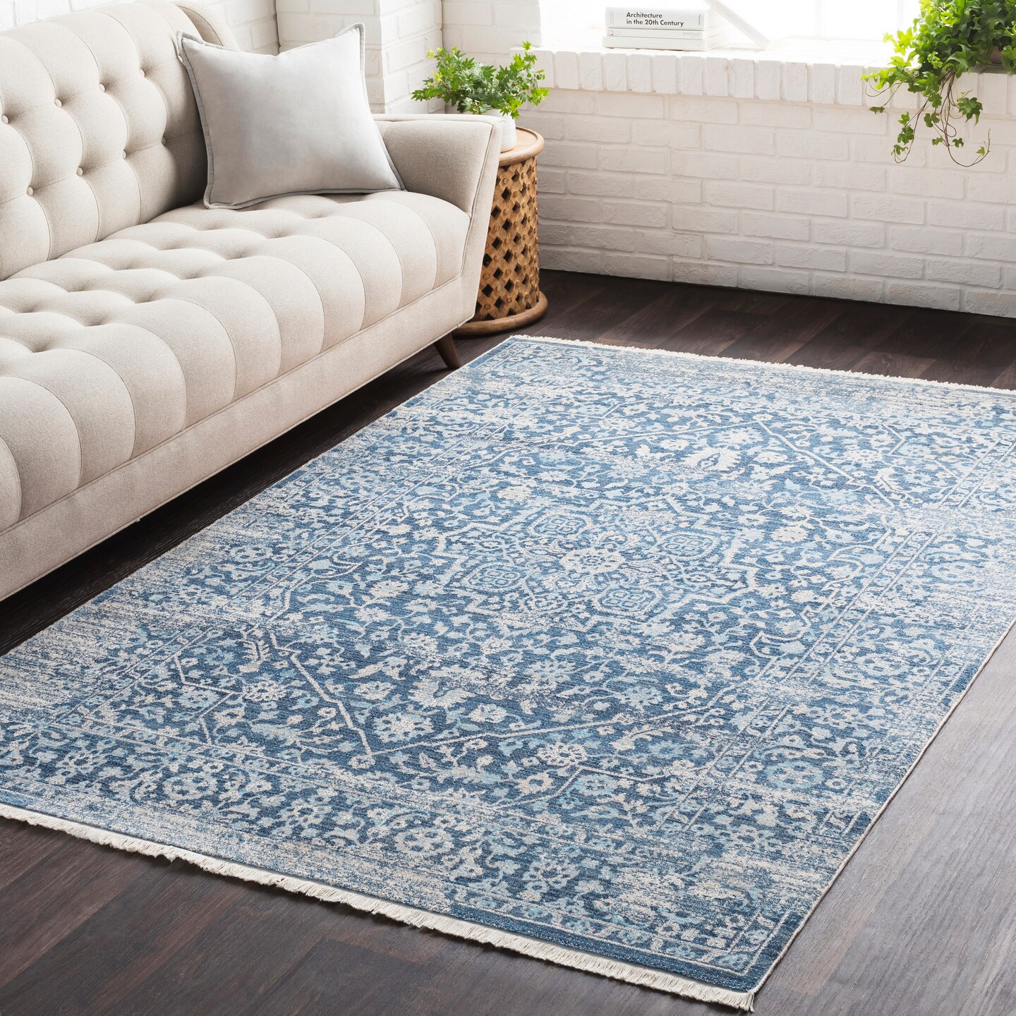 Tiwari Home 2.5' x 9' Traditional Style Blue and Gray Rectangular Area Throw Rug Runner