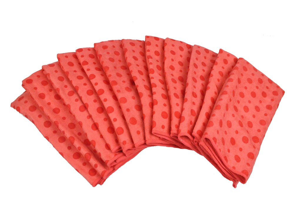 CC Home Furnishings Club Pack of 12 Pink Polka Dot Dish Towels 24"