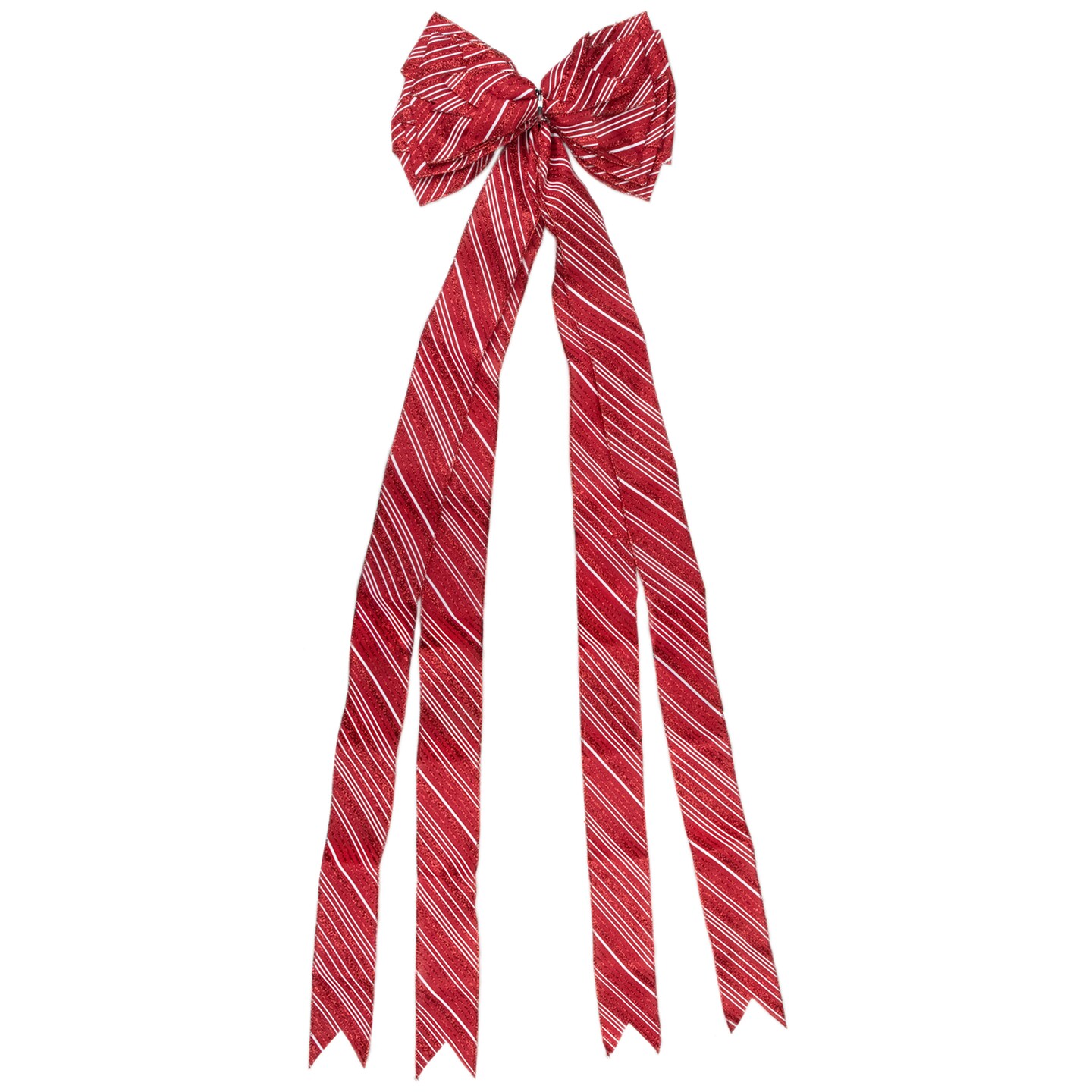 Northlight 48&#x22; x 10&#x22; Red and White Striped 16 Loop Christmas Bow Decoration
