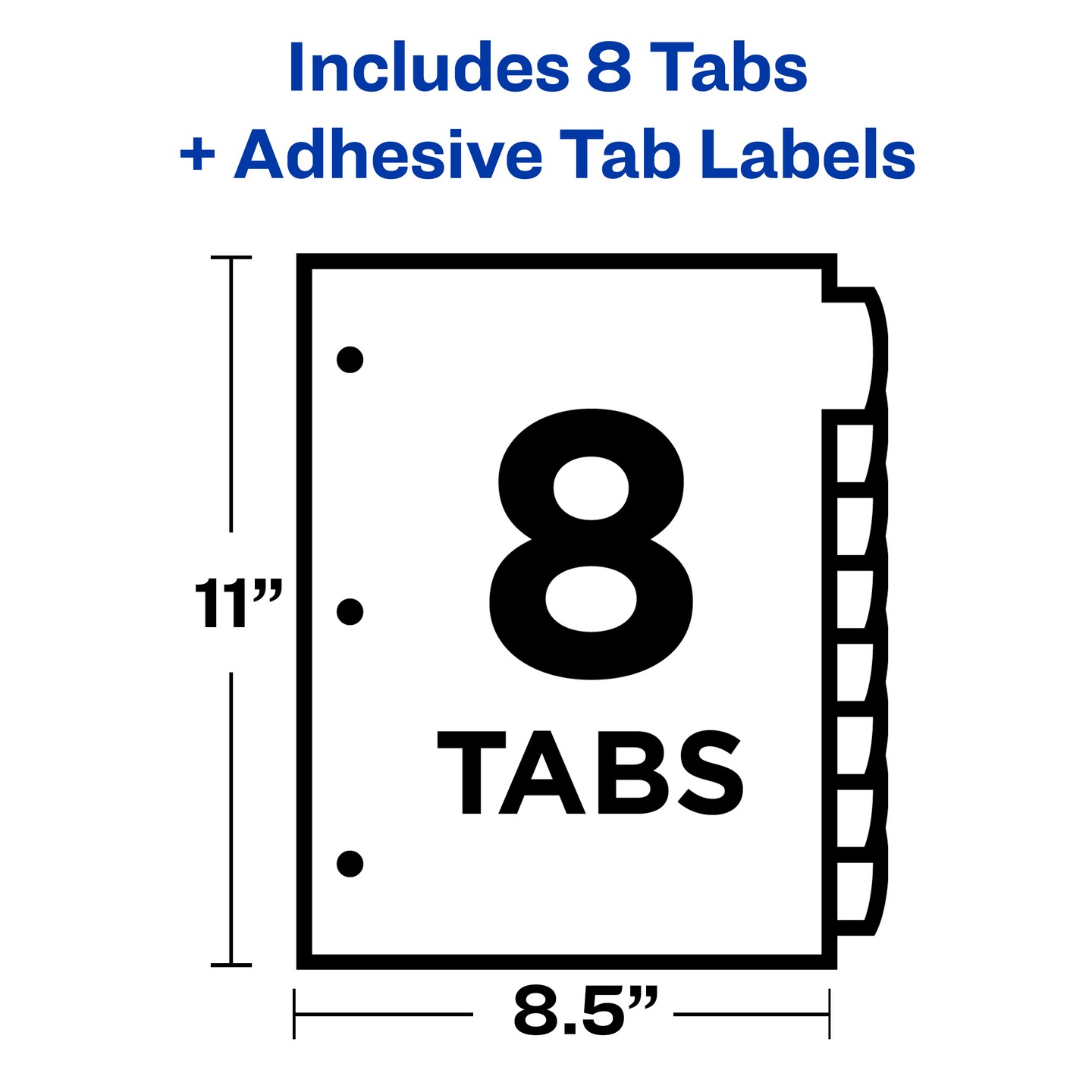 Avery Ultralast Big Tab Plastic Dividers for 3 Ring Binders, 8-Tab Set, Multicolor with White Labels, 1 Set (24901)