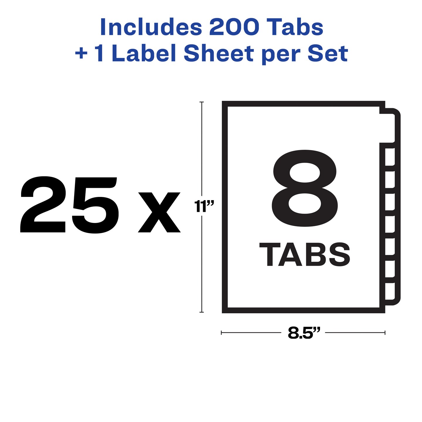 Avery 8 Tab Unpunched Dividers for Use with Any Binding System, Easy Print & Apply Clear Label Strip, Index Maker Customizable White Tabs, 25 Sets (11444)