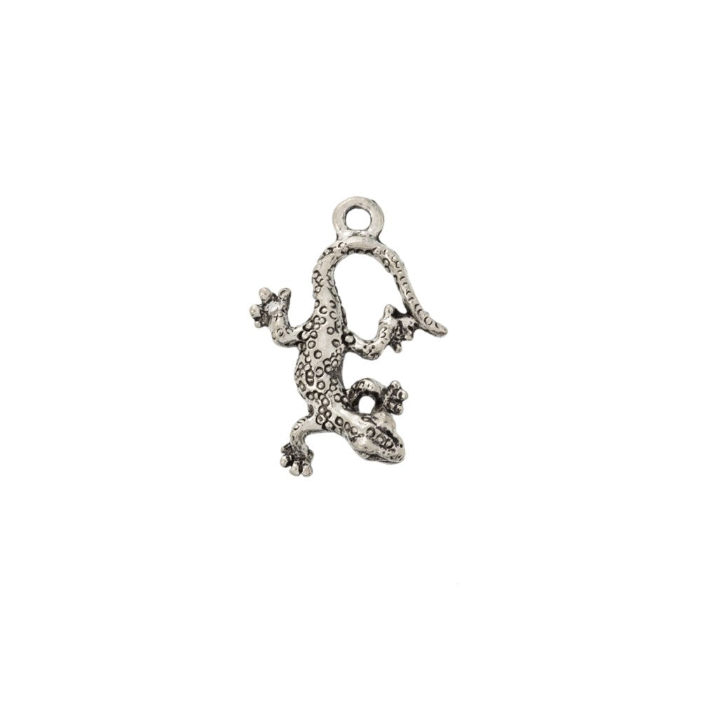 Charm for Jewelry Making - Lizard 15x22mm Antique Silver Plated (1-Pc)