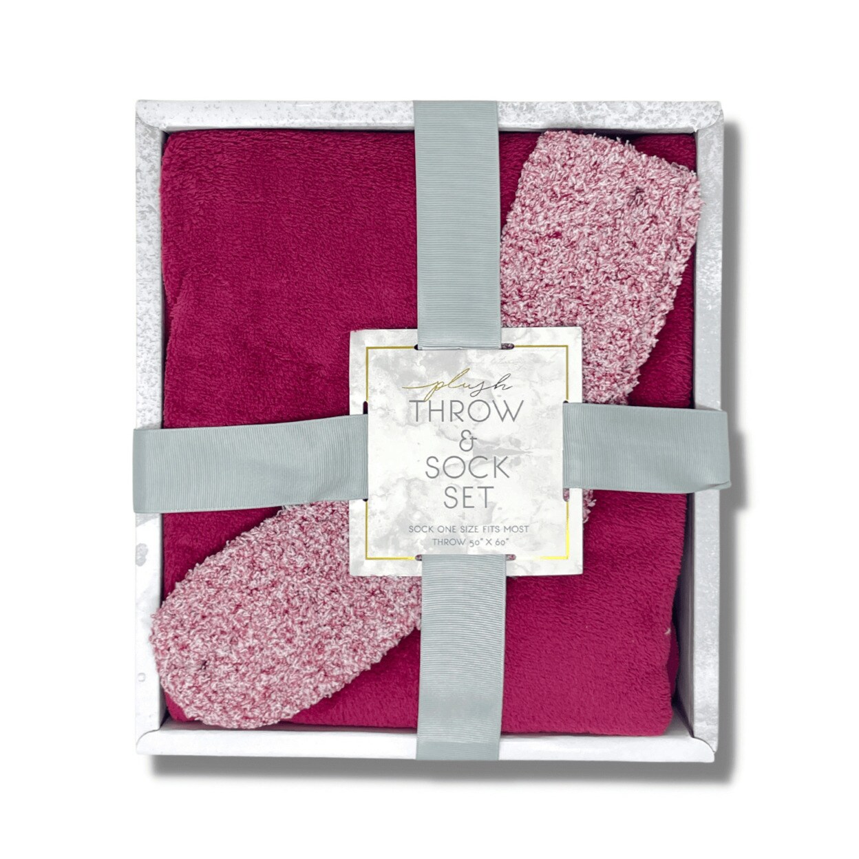 JupiterHome Plush Throw and Socks Gift Box Set