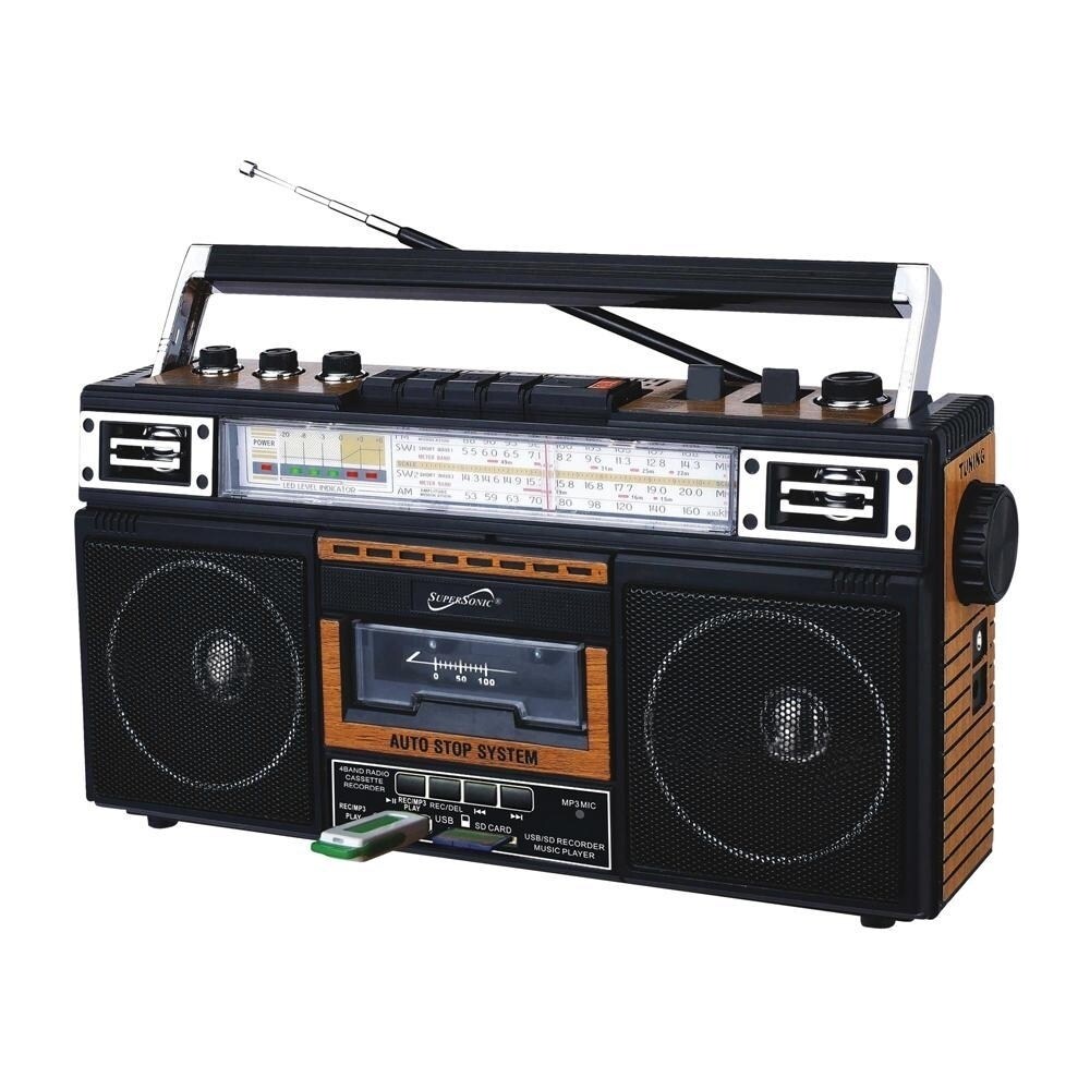Supersonic 4 Band Radio and Cassette Player + Cassette To Mp3 Converter and Bluetooth (SC-3201BT)