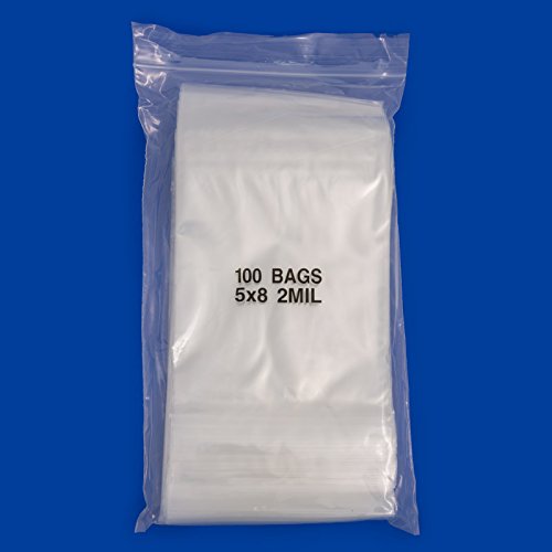 Clear Plastic Reclosable Zipper Bags 5x8 (Package of 100)