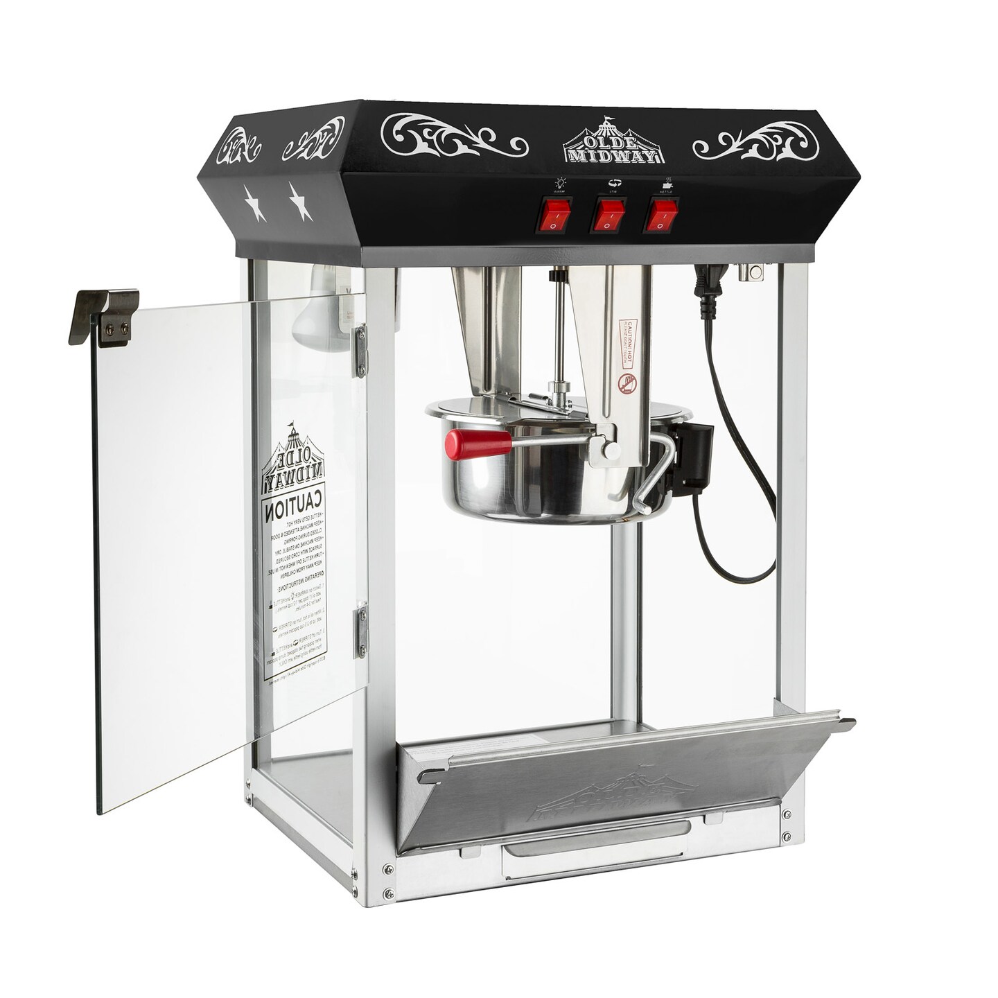 Olde Midway Bar Style Popcorn Machine Maker Popper with 10-Ounce Kettle