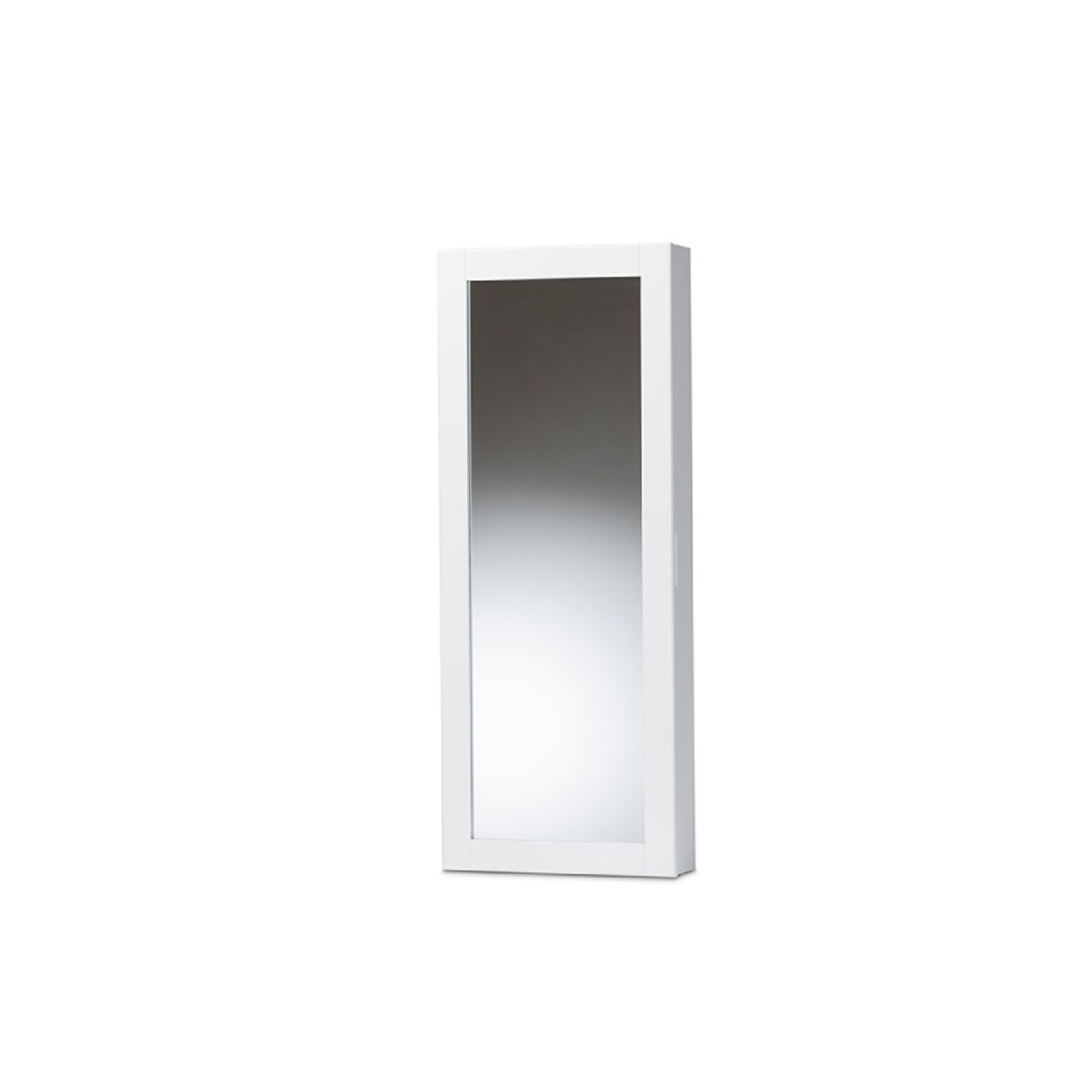 Wholesale Interiors Baxton Studio Pontus Modern and Contemporary White Finished Wood Wall-Mountable Jewelry Armoire with Mirror
