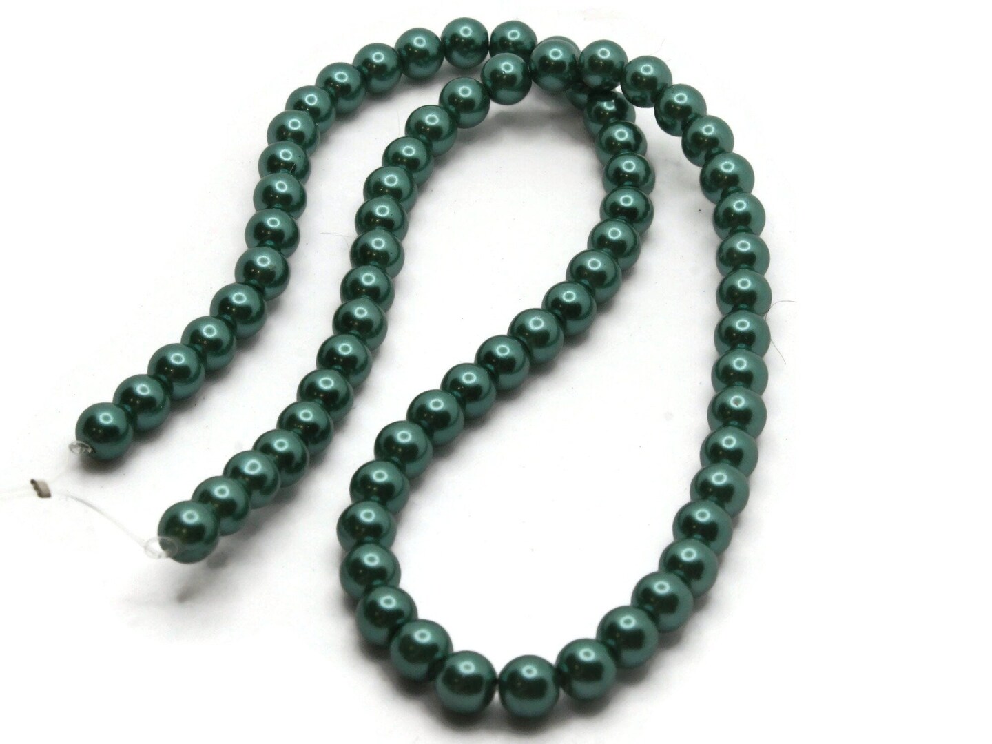 72 6mm Green Round Glass Pearl Beads