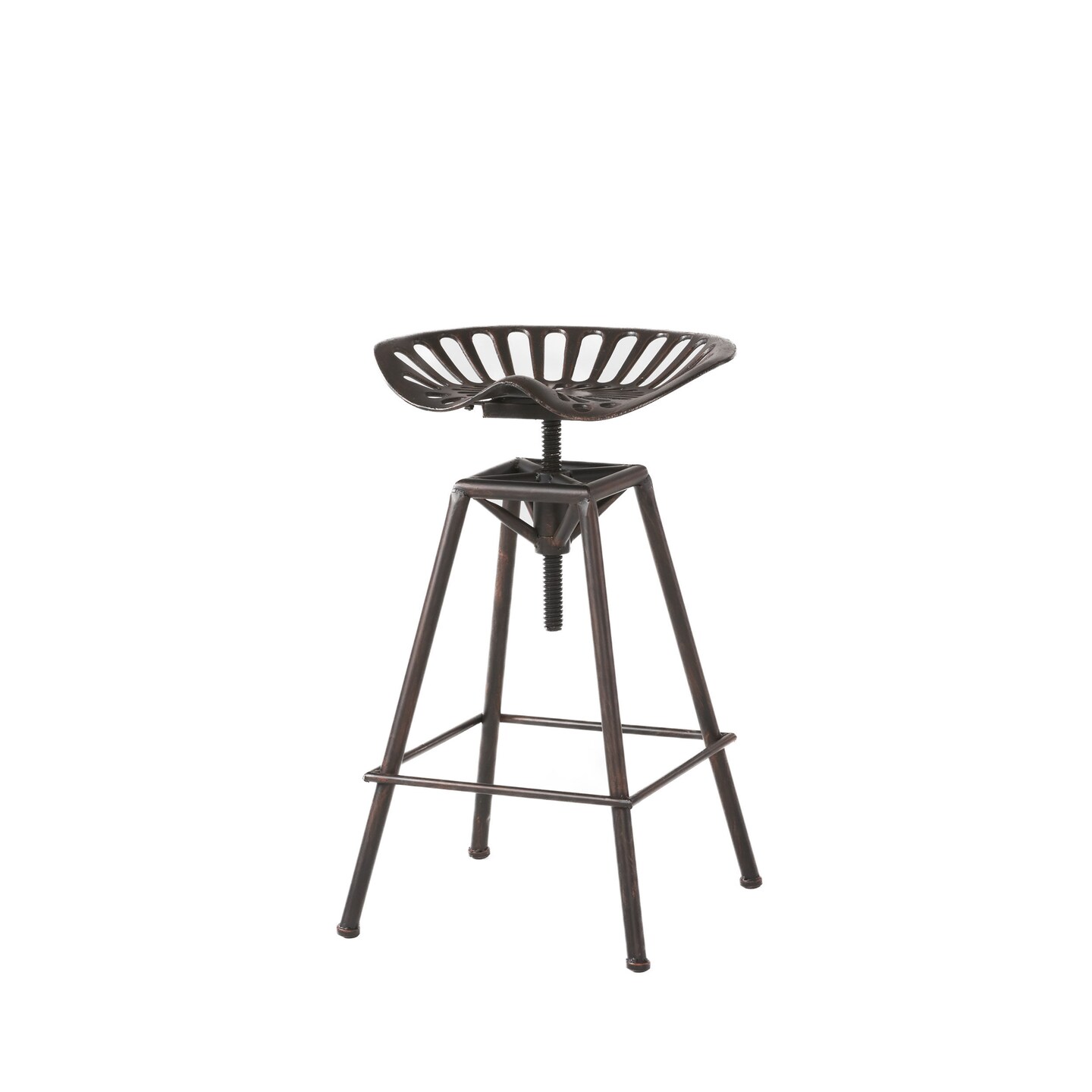 GDF Studio Charlie Industrial Metal Design Tractor Seat Adjustable Bar Stool (Black Brushed Copper)