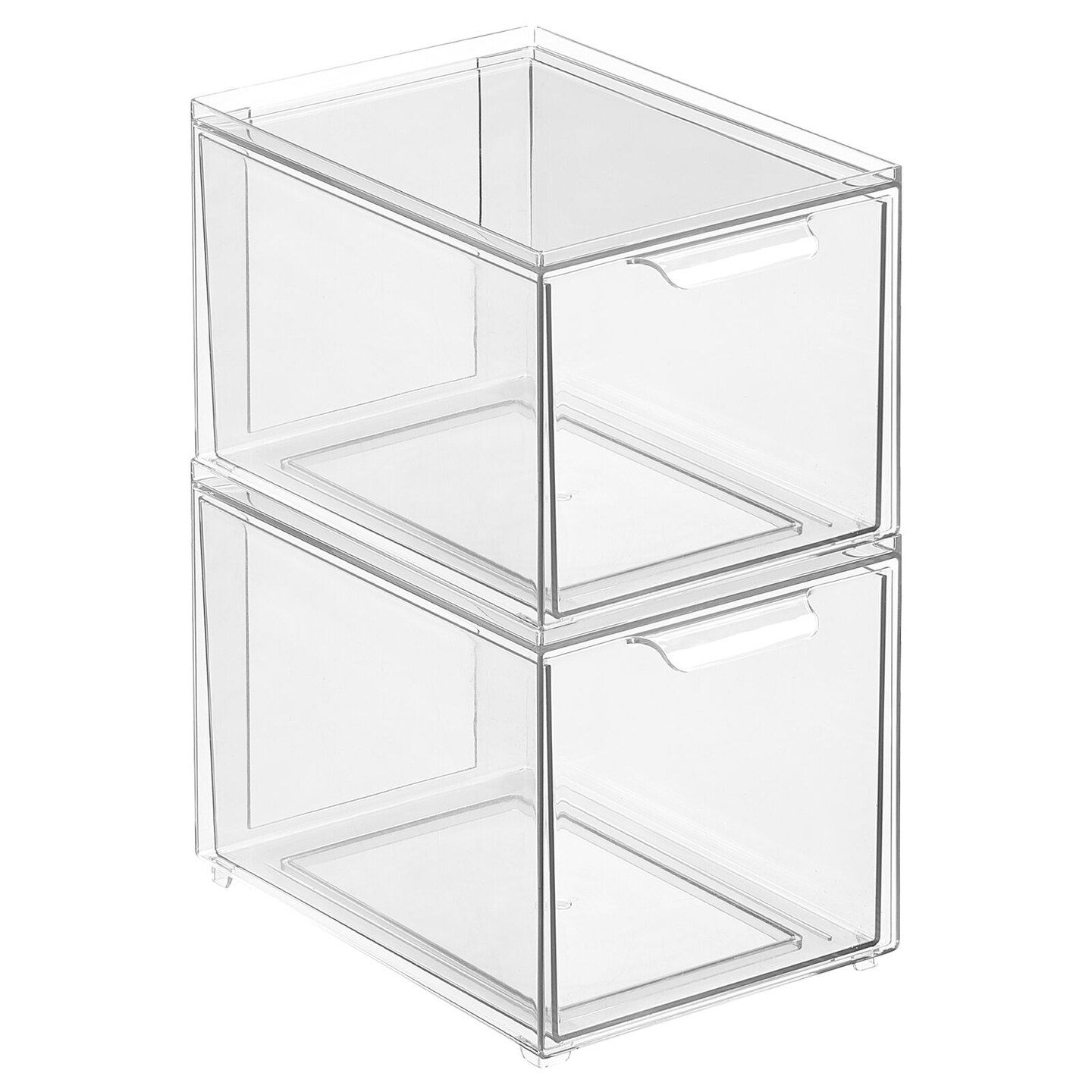 mDesign Plastic Stackable Bathroom Vanity Storage Organizer with Drawer