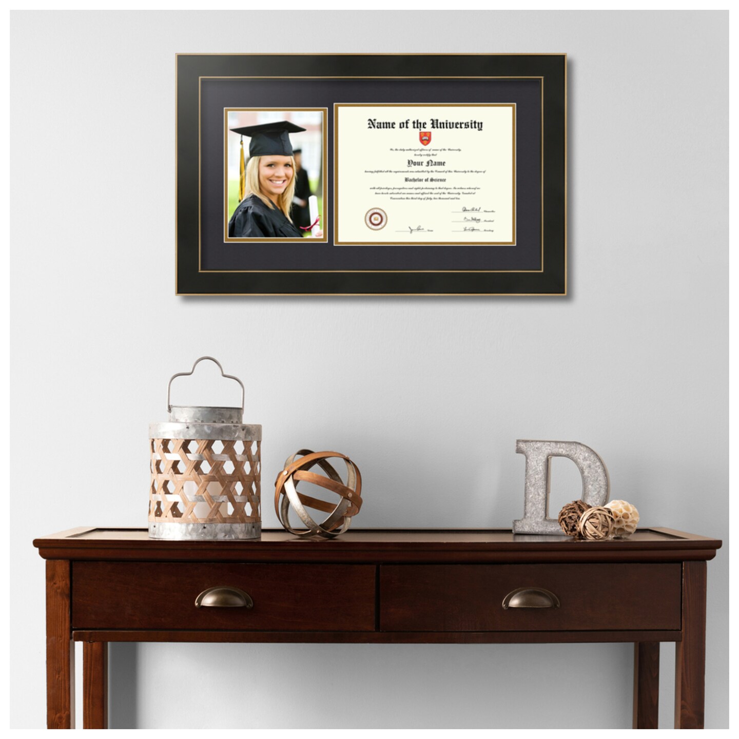ArtToFrames 8.5x11 inch Diploma Frame with 6 x 8 Inch Image Opening Framed with Black and Gold Mats Comes with Regular Acrylic and Sawtooth Hanger for Wall Hanging DT 8.5x11 Michaels