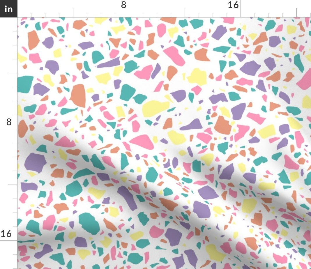 Rainbow Terrazzo Pink Yellow Teal Purple Orange Custom Printed Fabric by Spoonflower Various Fabrics by the Yard or Fat Quarter