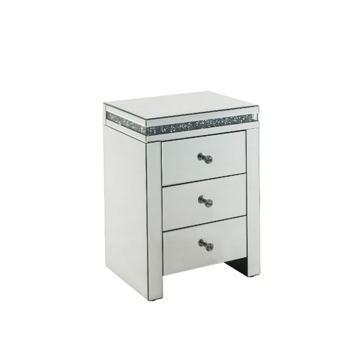 Saltoro Sherpi Accent Table with 3 modern storage drawers, White-