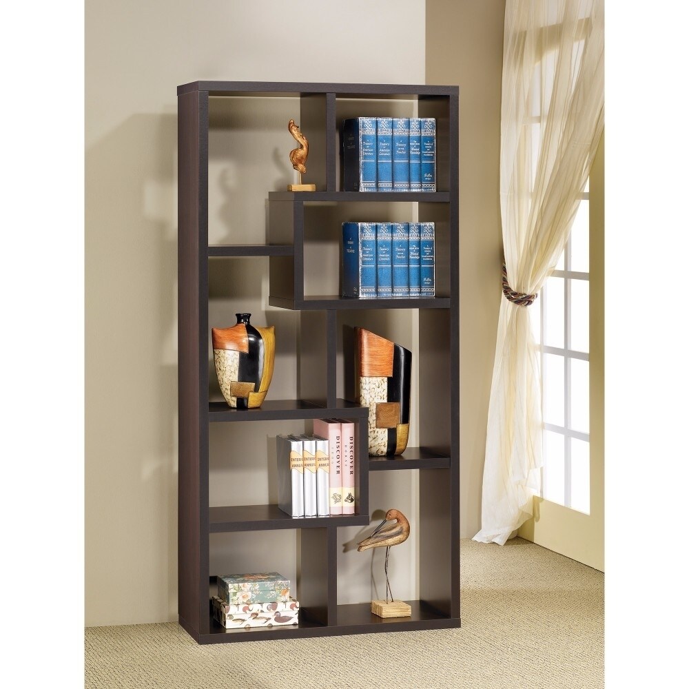Saltoro Sherpi Contemporary Asymmetrical Cube Bookcase, Brown-